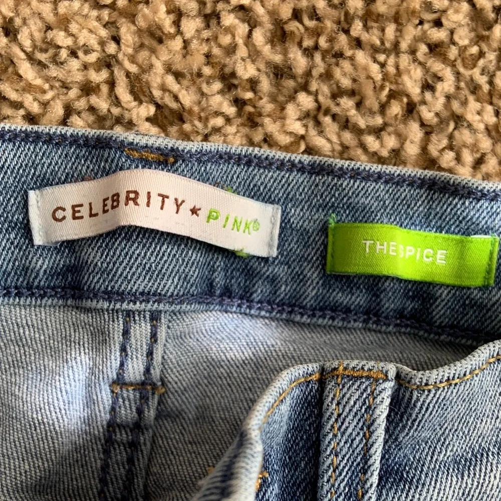 Celebrity Pink Light Blue Distressed Skinny Jeans